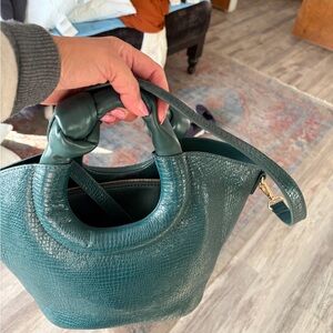 Elegant Anthologies  Green Leather Handbag